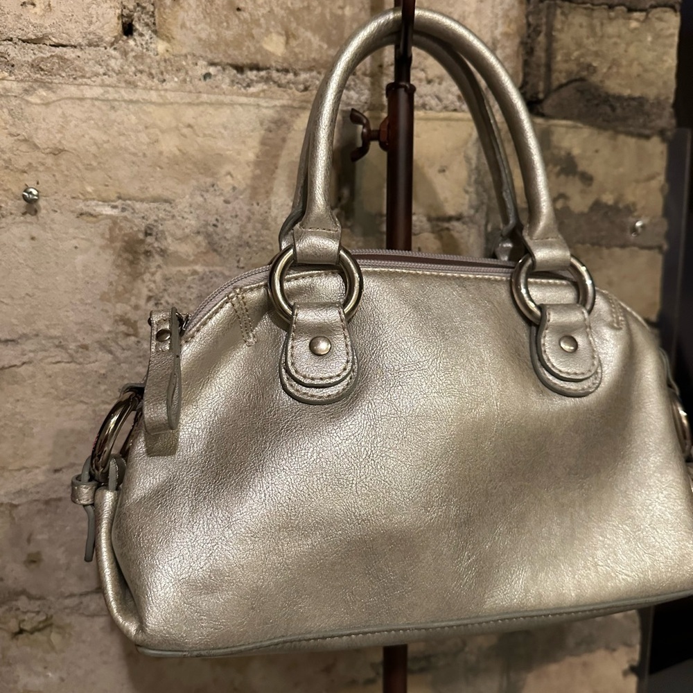 Tommy Hilfiger Metallic Brushed Silver Satchel Handbag - Picture 4 of 10